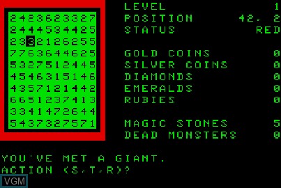 In-game screen of the game Demon Dungeon on Acorn Atom