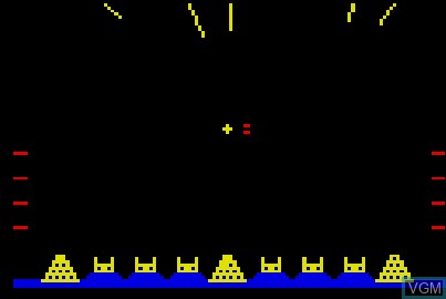 In-game screen of the game Missile Base on Acorn Atom