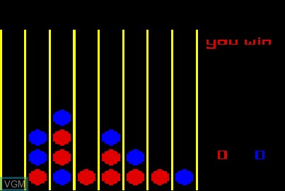 In-game screen of the game Four Row on Acorn Atom