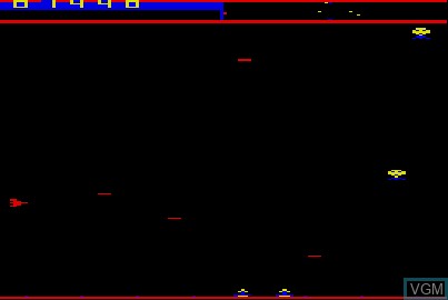 In-game screen of the game Hyperfire on Acorn Atom