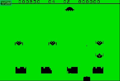 In-game screen of the game Invader Force on Acorn Atom