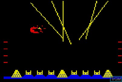 In-game screen of the game Missile Base on Acorn Atom