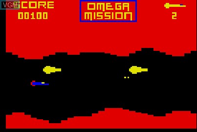 In-game screen of the game Omega Mission on Acorn Atom