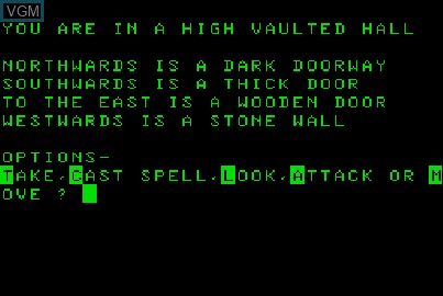 In-game screen of the game Quest on Acorn Atom