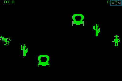 In-game screen of the game ShootOut on Acorn Atom