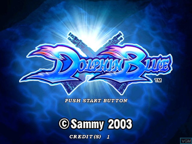Title screen of the game Dolphin Blue on Atomiswave