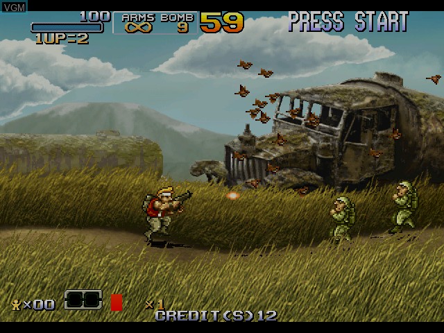 In-game screen of the game Metal Slug 6 on Atomiswave