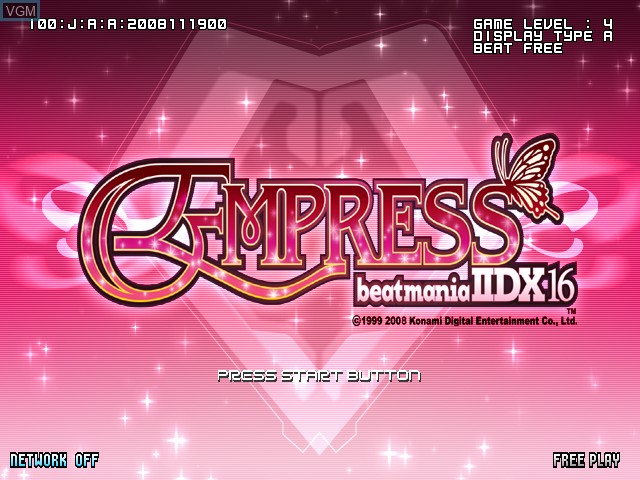 Title screen of the game Beatmania IIDX 16 EMPRESS on Konami Bemani PC Type
