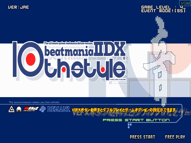 Title screen of the game Beatmania IIDX 10th Style on Konami Bemani PC Type