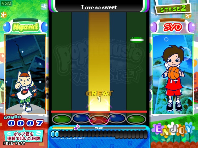 In-game screen of the game Pop'n Music 19 Tune Street on Konami Bemani PC Type