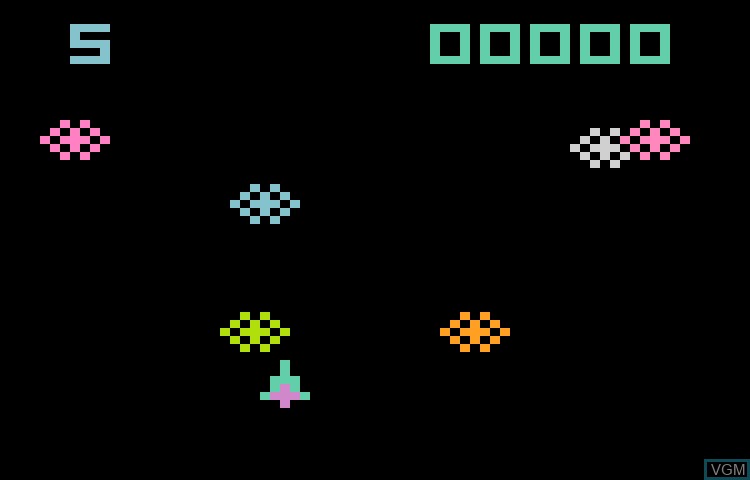 In-game screen of the game Galaxian on Epoch Cassette Vision