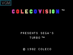 Title screen of the game Turbo on Coleco Industries Colecovision