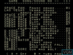 In-game screen of the game Adam's Musicbox Demo on Coleco Industries Colecovision