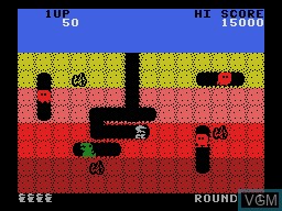 In-game screen of the game Dig Dug on Coleco Industries Colecovision