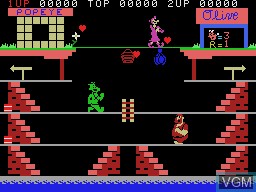 In-game screen of the game Popeye on Coleco Industries Colecovision