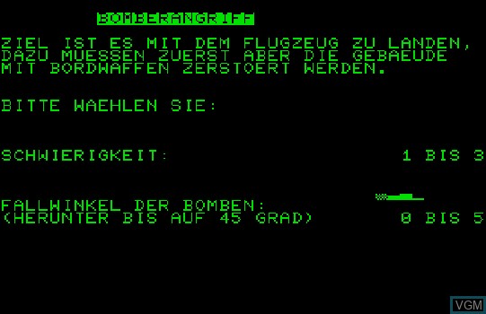 Title screen of the game Bomberangriff on Commodore PET