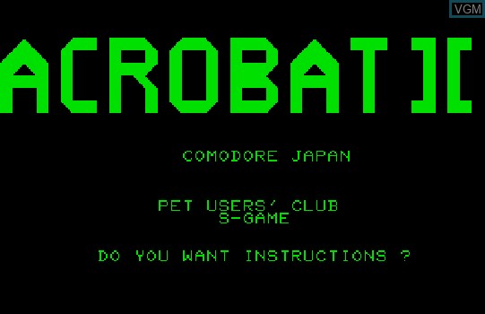 Title screen of the game Acrobat on Commodore PET