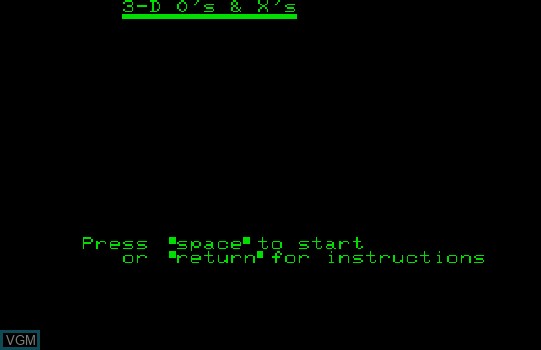 Title screen of the game 3D Noughts and Crosses on Commodore PET