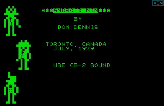 Title screen of the game Android Nim on Commodore PET