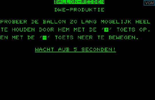 Title screen of the game Ballon Redden on Commodore PET