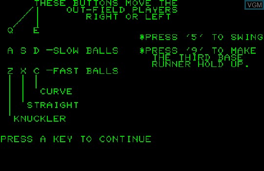 Title screen of the game Baseball on Commodore PET