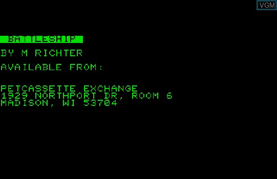 Title screen of the game Battleship on Commodore PET