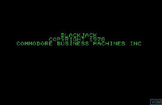 Title screen of the game Blackjack on Commodore PET