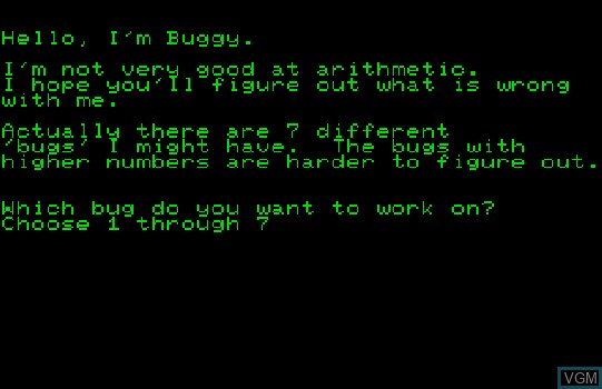Title screen of the game Buggy on Commodore PET