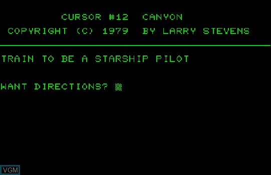 Title screen of the game Canyon on Commodore PET