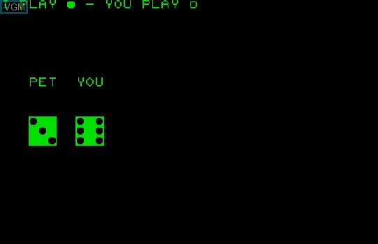 Menu screen of the game Backgammon on Commodore PET