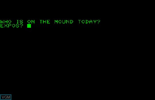Menu screen of the game Baseball on Commodore PET