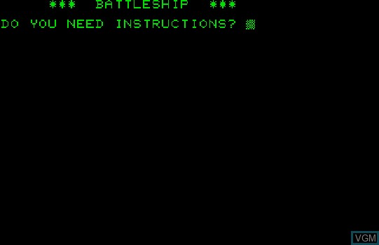 Menu screen of the game Battleship on Commodore PET