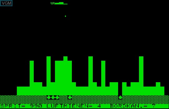 In-game screen of the game Bomberangriff on Commodore PET