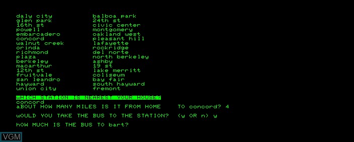 In-game screen of the game Bart Economy on Commodore PET