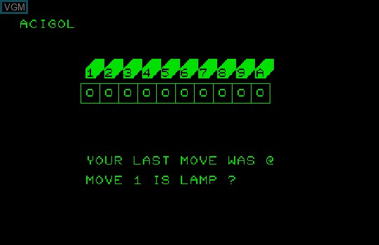 In-game screen of the game Acigol on Commodore PET