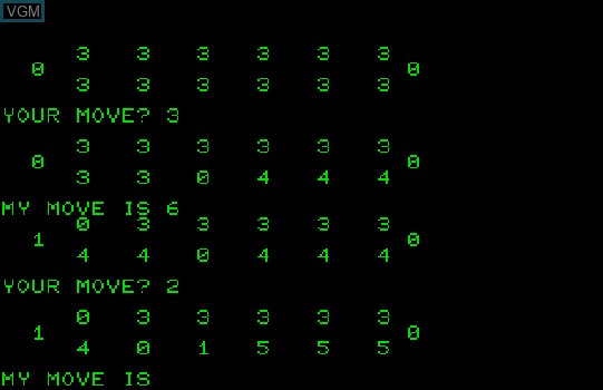In-game screen of the game Awari on Commodore PET