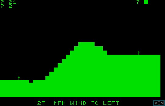 In-game screen of the game Artillery on Commodore PET