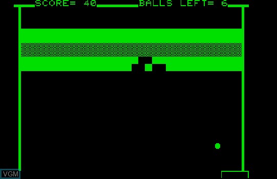 In-game screen of the game Break-Out on Commodore PET