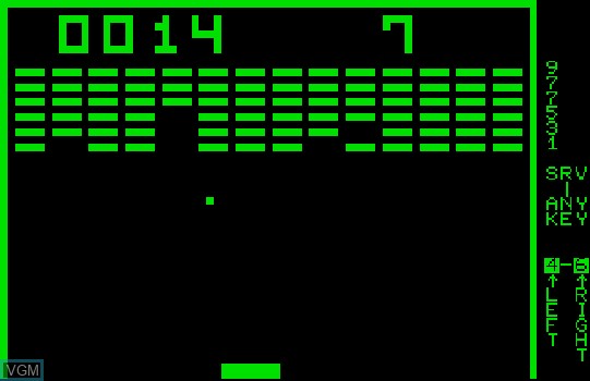 In-game screen of the game Breakout on Commodore PET