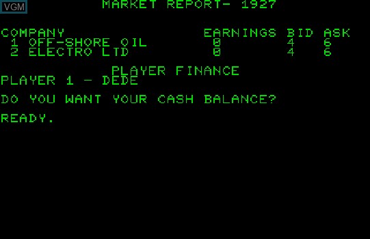 In-game screen of the game Bulls and Bears on Commodore PET