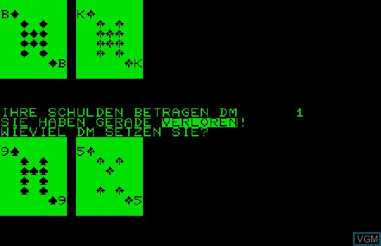 In-game screen of the game 17 und 04 on Commodore PET