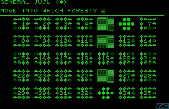 In-game screen of the game Ambush! on Commodore PET