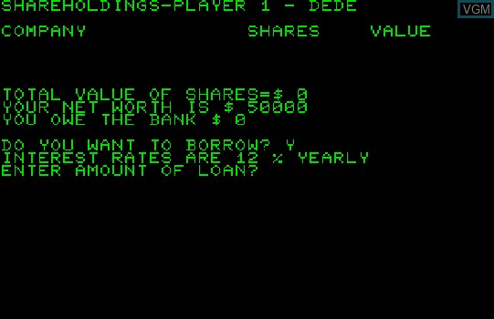 In-game screen of the game Bulls and Bears on Commodore PET