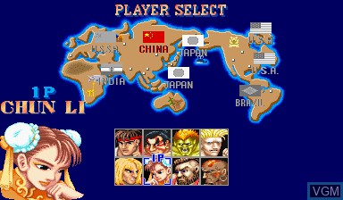 Menu screen of the game Street Fighter II - The World Warrior on Capcom CPS-I