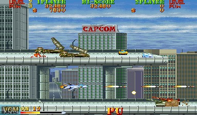 In-game screen of the game Carrier Air Wing on Capcom CPS-I