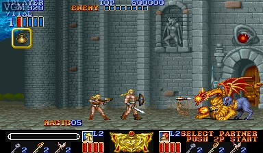 In-game screen of the game Magic Sword - Heroic Fantasy on Capcom CPS-I