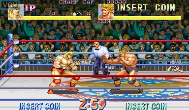 In-game screen of the game Saturday Night Slam Masters on Capcom CPS-I