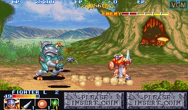 In-game screen of the game The King of Dragons on Capcom CPS-I