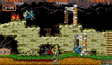 In-game screen of the game Ghouls'n Ghosts on Capcom CPS-I