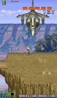 In-game screen of the game Mercs on Capcom CPS-I